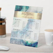 Signe De Table Blue Turquoise Watercolor Gold Foil Prix (In SItu)