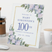 Signe De Table Blue White Gold Floral 100e anniversaire Bienvenue (In SItu)