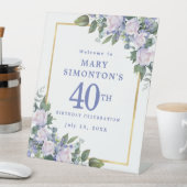 Signe De Table Blue White Gold Floral 40e anniversaire Bienvenue (In SItu)