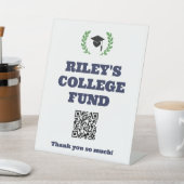 Signe De Table Blue Wreath Graduation Party College Fund QR Code (In SItu)