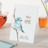 Signe De Table Bluebird Sur Une Tablette De Branche (In SItu)