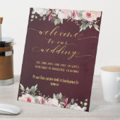 Signe De Table Blush Burgundy Gold Fancy Police Calligraphie Bien (In SItu)