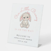 Signe De Table Blush Pink Bunny Girl Baby Shower Welcome  (Recto)