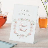 Signe De Table Blush Pink Floral Frame Guest Book (In SItu)