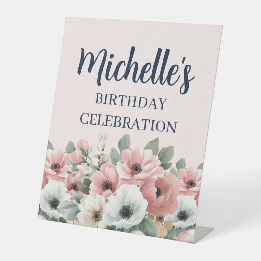 Signe De Table Blush Pink Ivory Sage Floral Birthday Welcome (Recto)