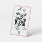 Signe De Table Blush Pink Laissez-nous un commentaire Code QR Cod (Recto)