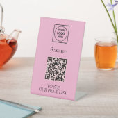 Signe De Table Blush Pink QR Code Business Display Menu and Price (In SItu)