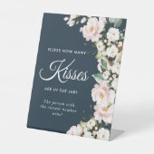 Signe De Table Blush Rose Flowers & Navy Combien de baisers (Recto)