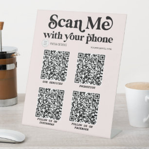 Signe De Table Blush rose moderne QR code tendance Business sign