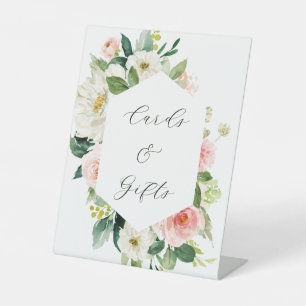 Signe De Table Blush White Bloom Hexagon Cartes de Mariage & Cade