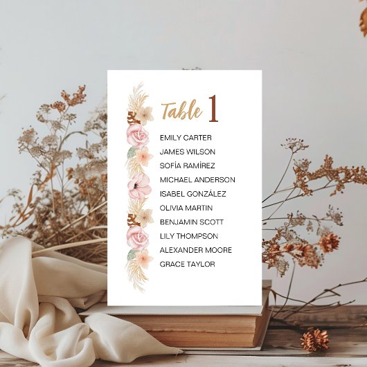 Signe De Table Bohème Tone Terre Floral Invités Mariage Table