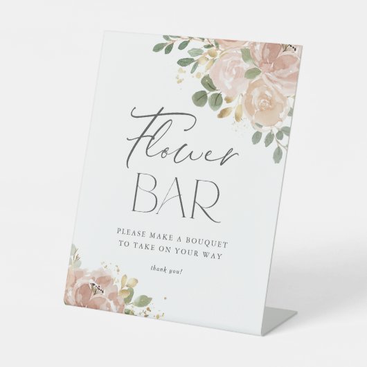 Signe De Table Boho Aquarelle Mauve Peach Flowers Bar (Recto)