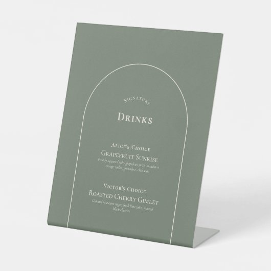 Signe De Table Boho Arch Sage Mariage Signature Boissons (Recto)