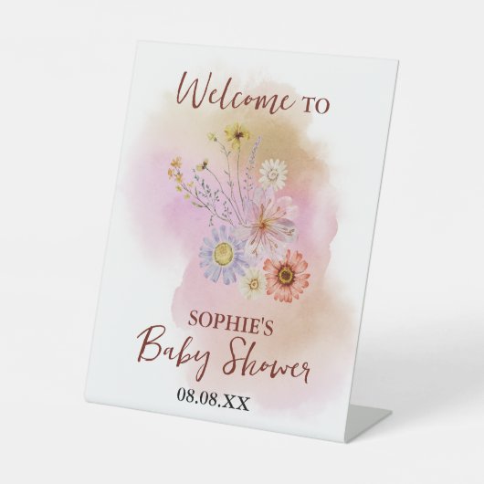 Signe De Table Boho Baby In Bloom Baby shower Bienvenue (Recto)