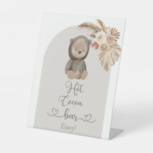 Signe De Table Boho Bear Pampas Grass Baby shower Hot Cocoa Bar