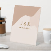 Signe De Table Boho beige curvy orange nom mariage date (In SItu)