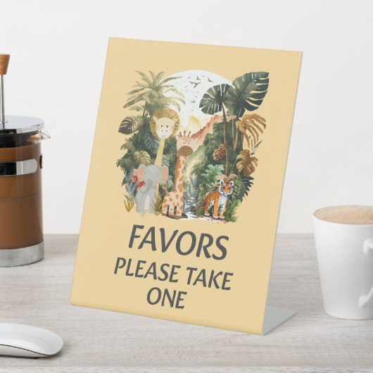 Signe De Table Boho Blanc Beige Jungle Animaux Favoriser Table (In SItu)