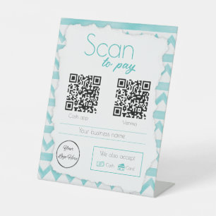 Signe De Table Boho bleu motif 2 QR codes analyse d'entreprise à 
