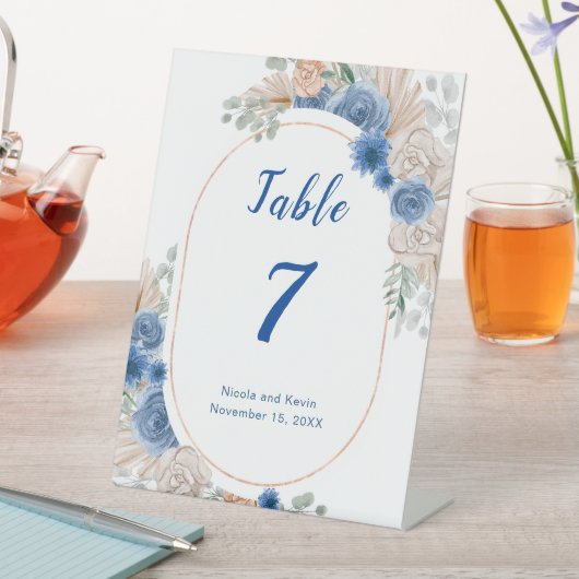 Signe De Table Boho Blue Pampas Grandes (In SItu)