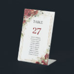 Signe De Table Boho blush et bordeaux or rose Numéro de tableau<br><div class="desc">Conception florale rustique pour le numéro de table comprend des roses roses roses vertes et des fleurs bordeaux mélangés feuilles d'eucalyptus vert et des branches tissées dans un cadre en faux or et combinées police calligraphie moderne. Contactez-moi pour les articles correspondants ou pour la personnalisation,  Roses Blush ©</div>