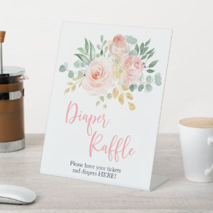 Signe De Table Boho Blush rose Floral Douche Dépouille Raffle Sig