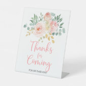 Signe De Table Boho Blush rose Floral Douche Merci d'être venu (Recto)