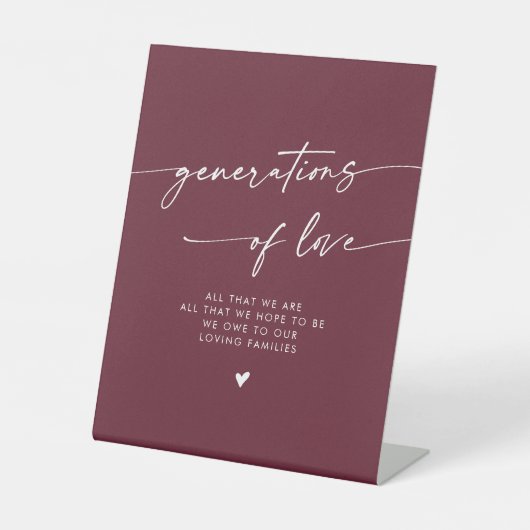 Signe De Table Boho Burgundy Red Generations of Love Mariage (Recto)