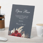 Signe De Table Boho Burgundy Roses Pampas Grass Open Bar (In SItu)