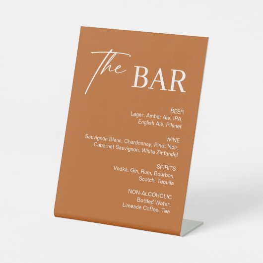 Signe De Table Boho Burnt Orange Bar Mariage (Recto)