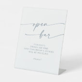 Signe De Table Boho Chic Ardoise Bleu Open Bar Mariage (Recto)