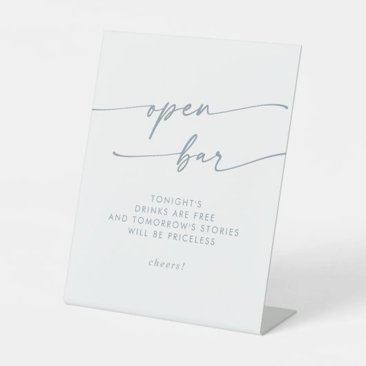 Signe De Table Boho Chic Ardoise Bleu Open Bar Mariage (Recto)