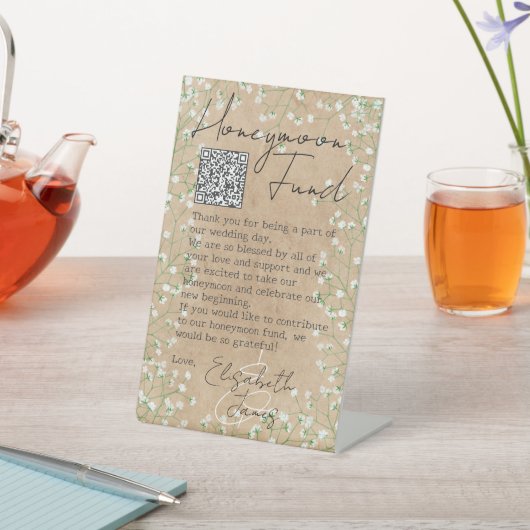 Signe De Table Boho Chic Baby's Breath Rustic Cute Honeymoon Fund (In SItu)