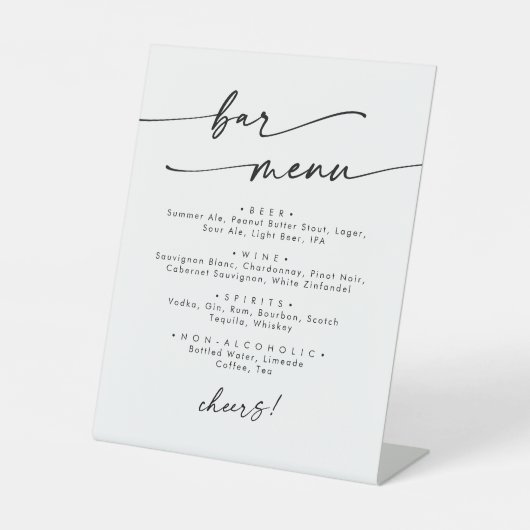 Signe De Table Boho Chic Black and White Mariage Bar (Recto)