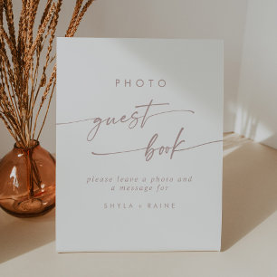 Signe De Table Boho Chic Blush Pink Photo Mariage du livre d'invi