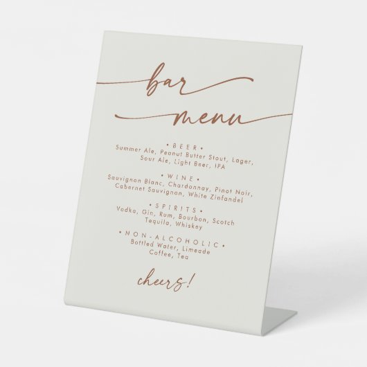 Signe De Table Boho Chic Bohemian Cream Mariage Bar (Recto)