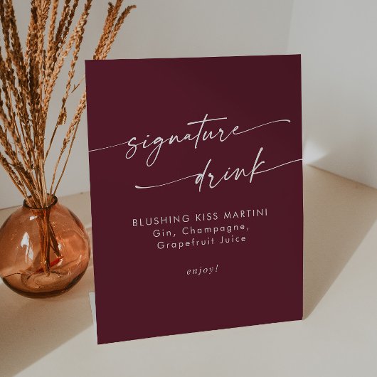 Signe De Table Boho Chic Bourgogne Rouge Mariage Signature Boisso
