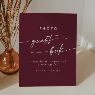 Signe De Table Boho Chic Bourgogne Rouge Photo Mariage du livre d