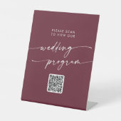 Signe De Table Boho Chic Bourgogne Rouge QR Code programme de mar (Recto)