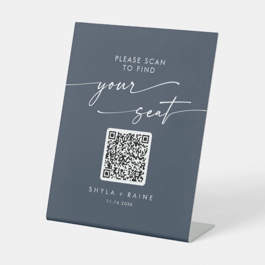 Signe De Table Boho Chic Dark Navy Bleu Seigneurs Graphique QR Co (Recto)