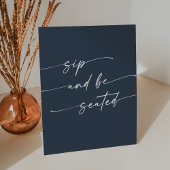 Signe De Table Boho Chic Dark Navy Bleu Sip Soyez assis Mariage