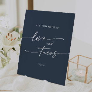 Signe De Table Boho Chic Dark Navy Blue Love Taco Bar Mariage