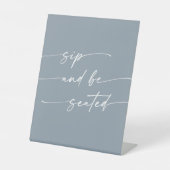 Signe De Table Boho Chic Dusty Bleu Sip Be Seed Mariage (Recto)