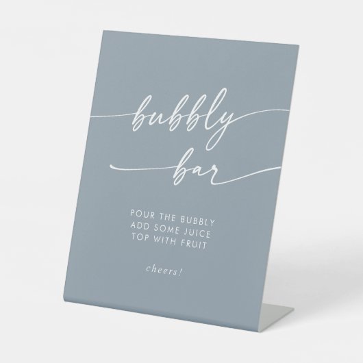 Signe De Table Boho Chic Dusty Blue Bubbly Bar Mariage (Recto)