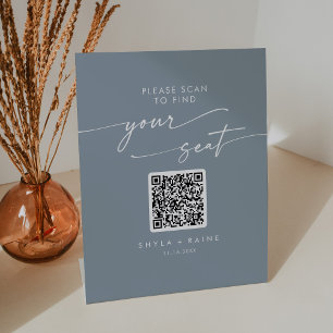 Signe De Table Boho Chic Dusty Blue Seating Chart QR Code