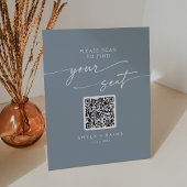 Signe De Table Boho Chic Dusty Blue Seating Chart QR Code
