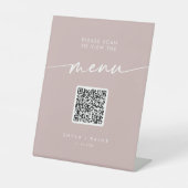 Signe De Table Boho Chic Dusty Rose rose QR Code Mariage Menu (Recto)