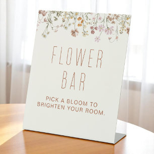 Signe De Table Boho Chic Fleur sauvage Baby shower Bar Flower