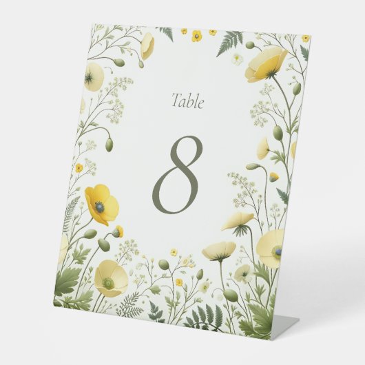 Signe De Table Boho Chic Fleur sauvage Numéro de table Signal (Recto)