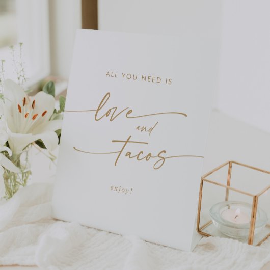 Signe De Table Boho Chic Gold et White Love Taco Bar Mariage