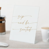Signe De Table Boho Chic Gold et White Sip Be Seed Mariage (In SItu)